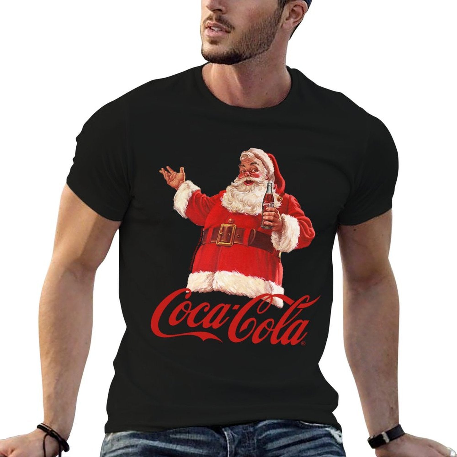 Coca Cola Christmas Santa Bottle Sweatshirt  Tagless Design T-Shirt
