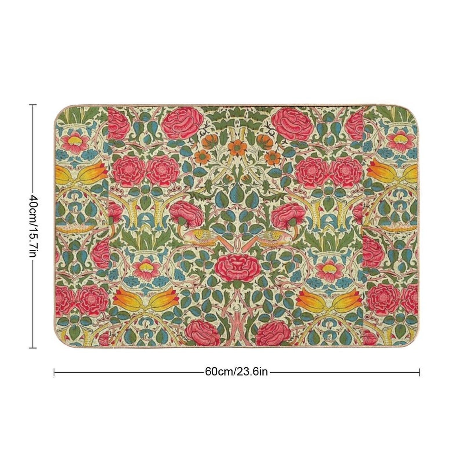 Rose Chintz William Morris Vintage Pattern  High-Traffic Bath Mat