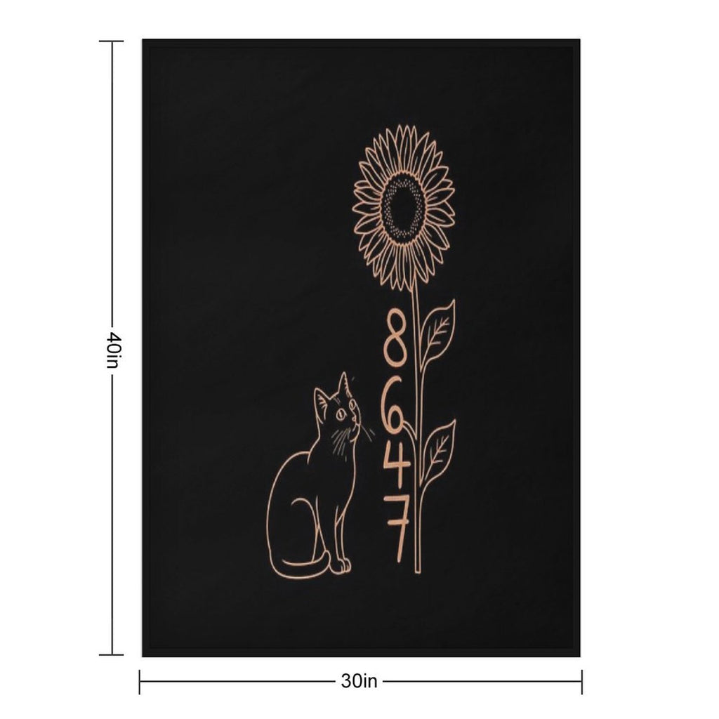 8647 Subtle Anti Trump 86 47 Cat Sunflower, Cat Lovers Durable Throw Blanket