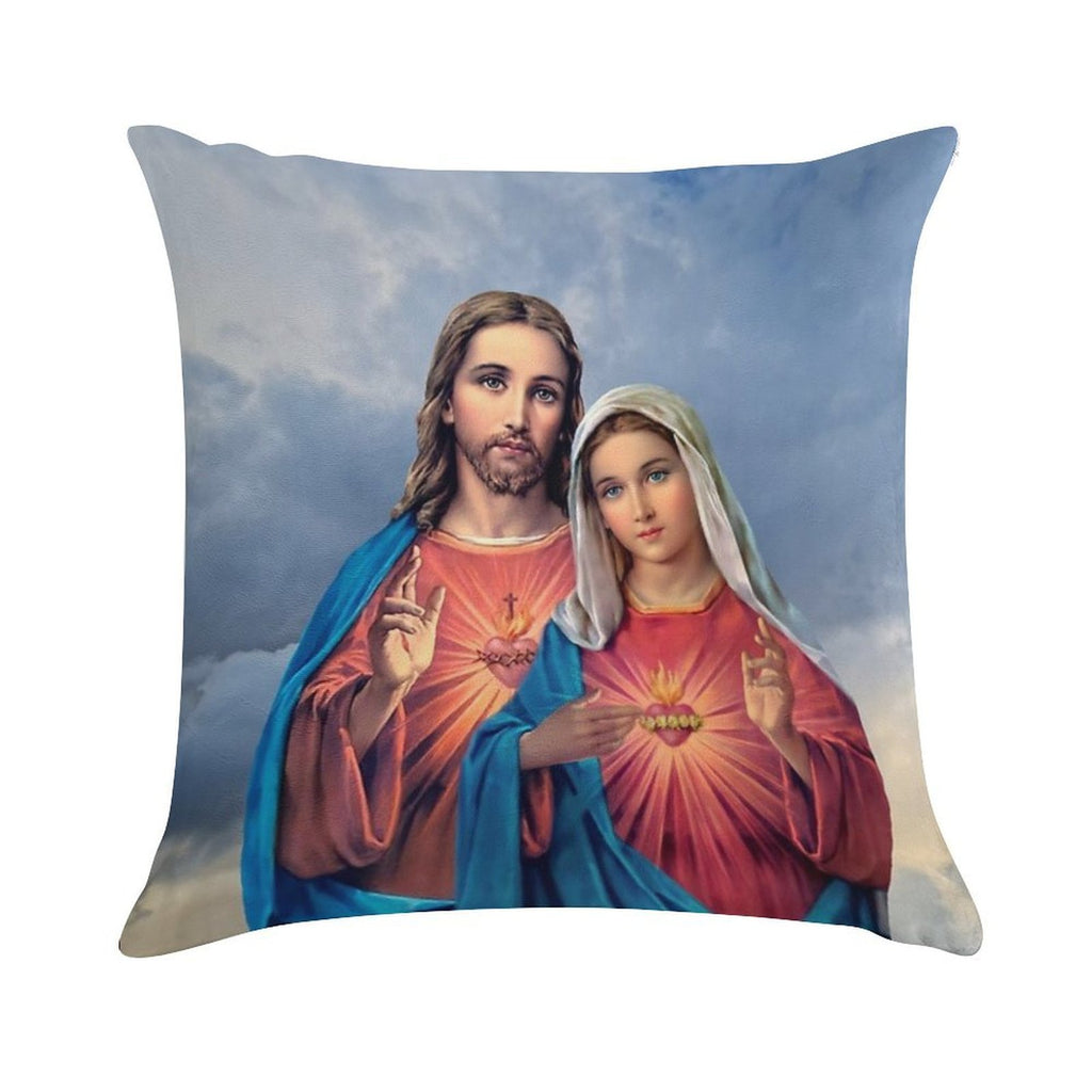 Twin Hearts Very Close Together - I (Jesus And Mary) Sky Background Soft Hidden Zipper Throw Pillow