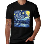 Van Gogh Starry Night Three Wise Men Funny Christian  Rolled Sleeves T-Shirt