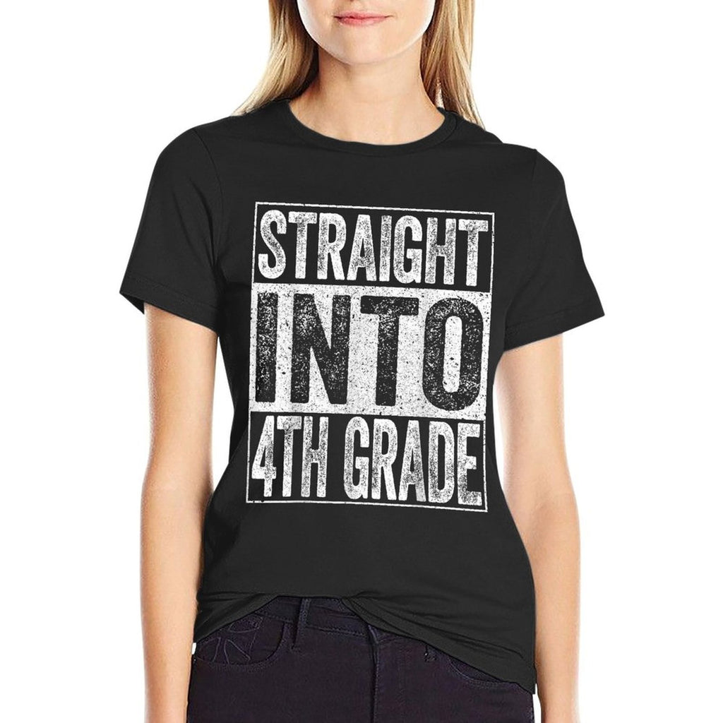 Straight Into 4th Grade Boy Girl Back To School  Lightweight T-Shirt