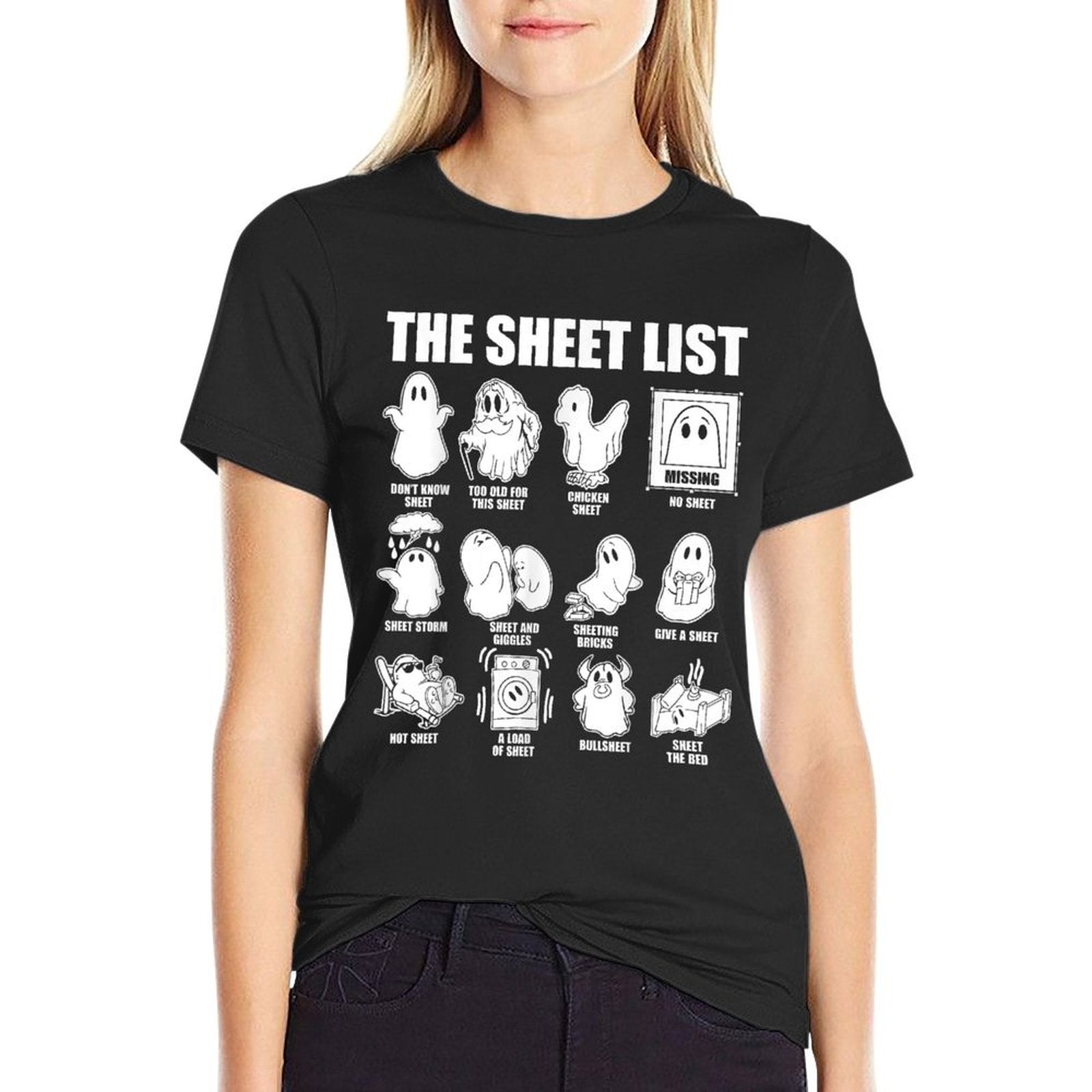 Halloween Funny Shirt Boo Sheet Halloween The Sheet List  Tagless Design T-Shirt