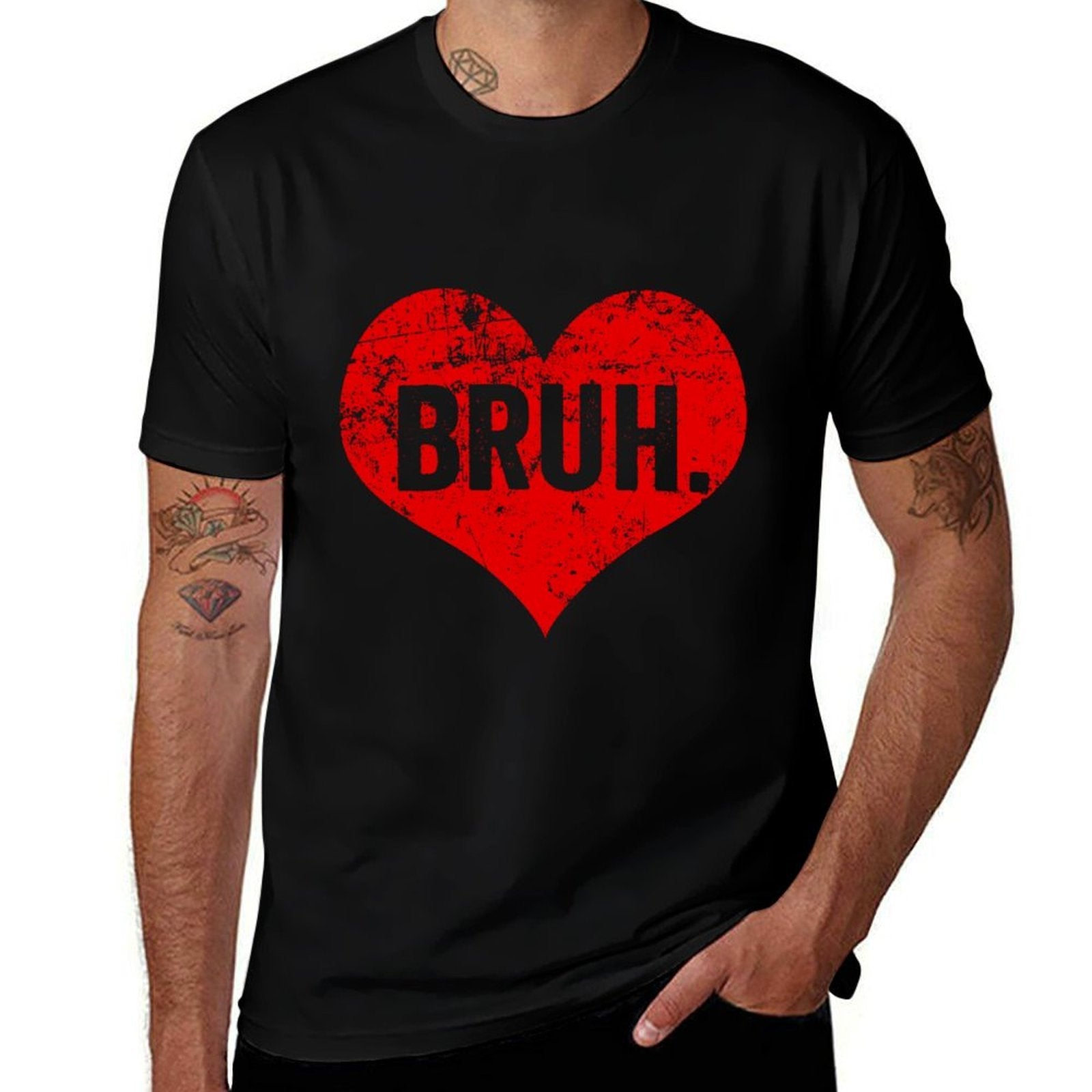 Bruh Meme Funny Saying Bro Greetingns Boys Valentine Boy  Heathered Texture T-Shirt