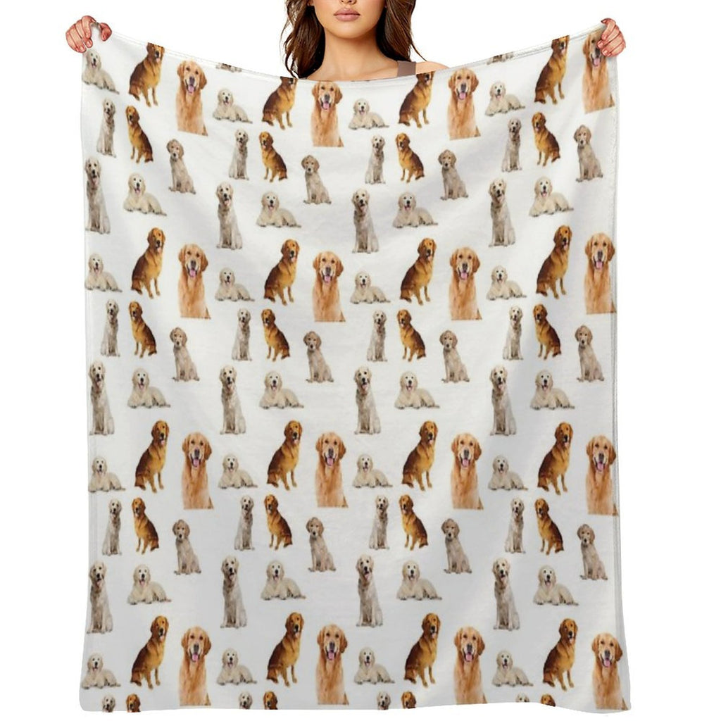 Golden Retrievers Seamless Pattern Anti-pilling Throw Blanket