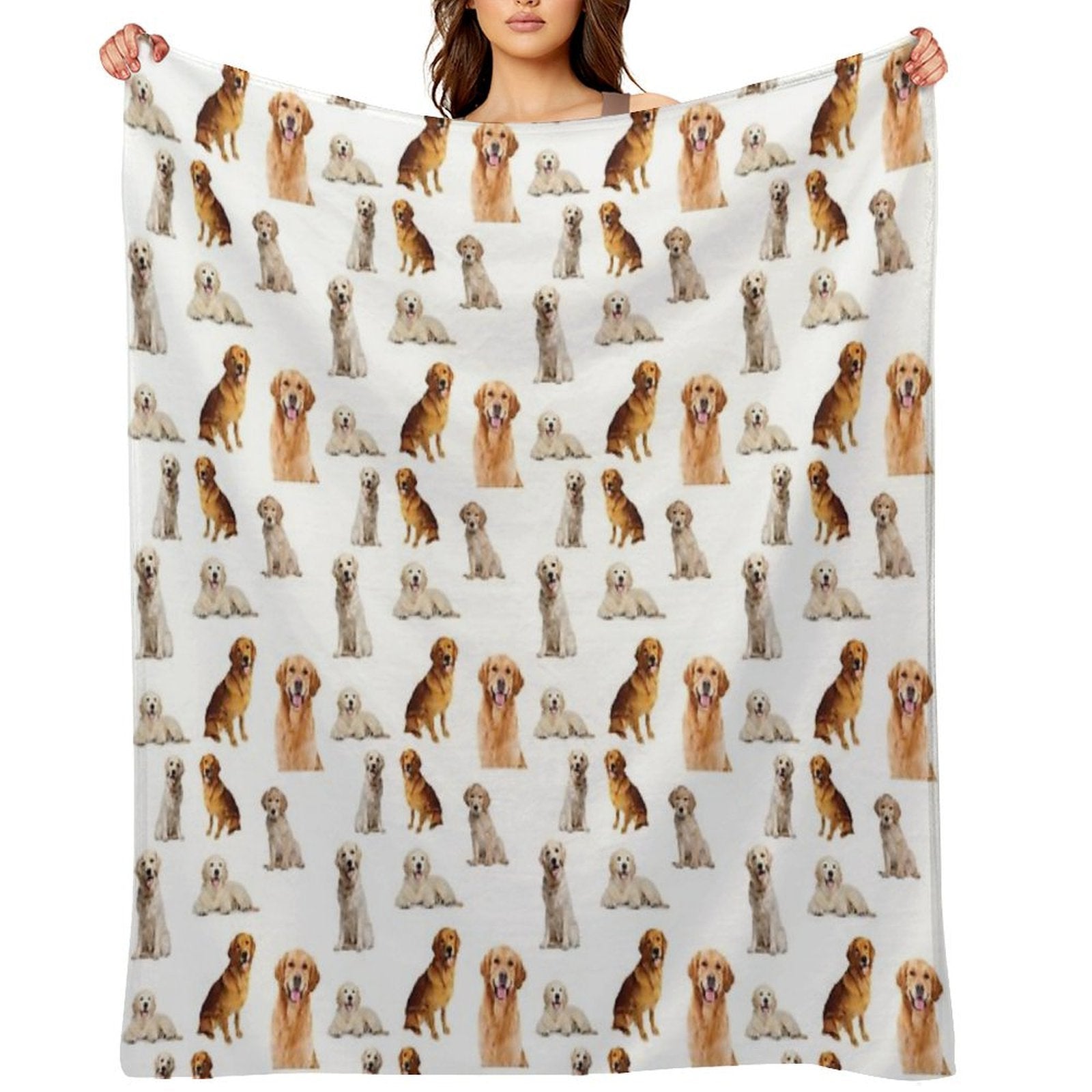 Golden Retrievers Seamless Pattern Anti-pilling Throw Blanket