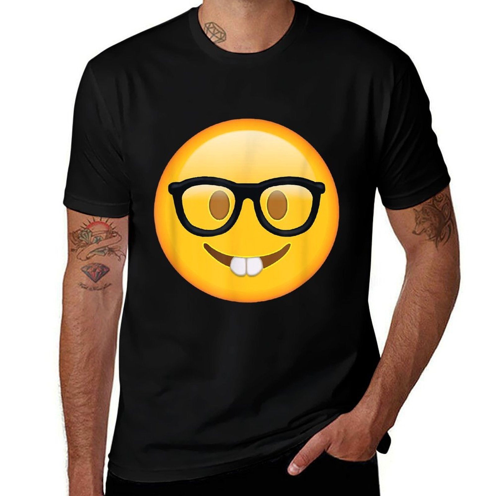 Nerd Glasses Buckteeth Emoticon Funny Hilarious Nerdy Face  Classic T-Shirt