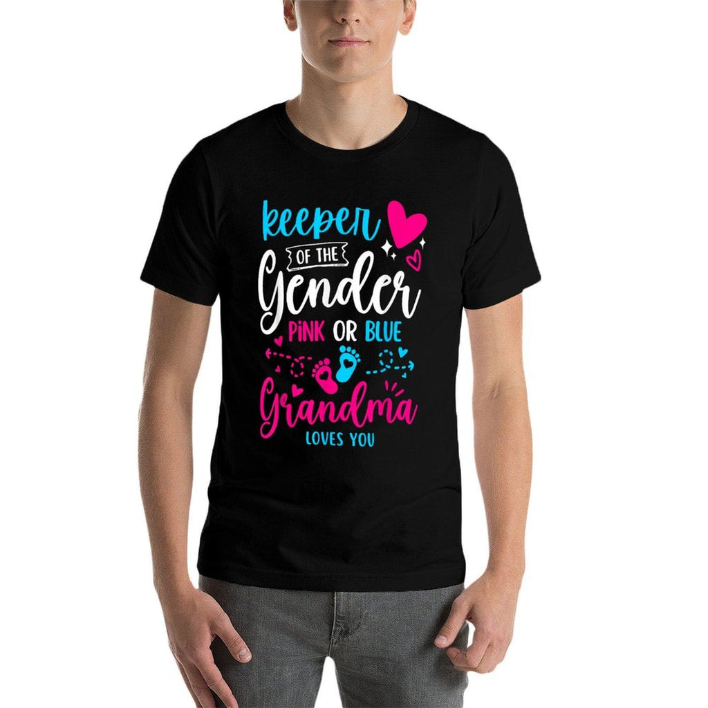 Keeper of The Gender Grandma Loves You Grandma Baby Announce  Cotton T-Shirt