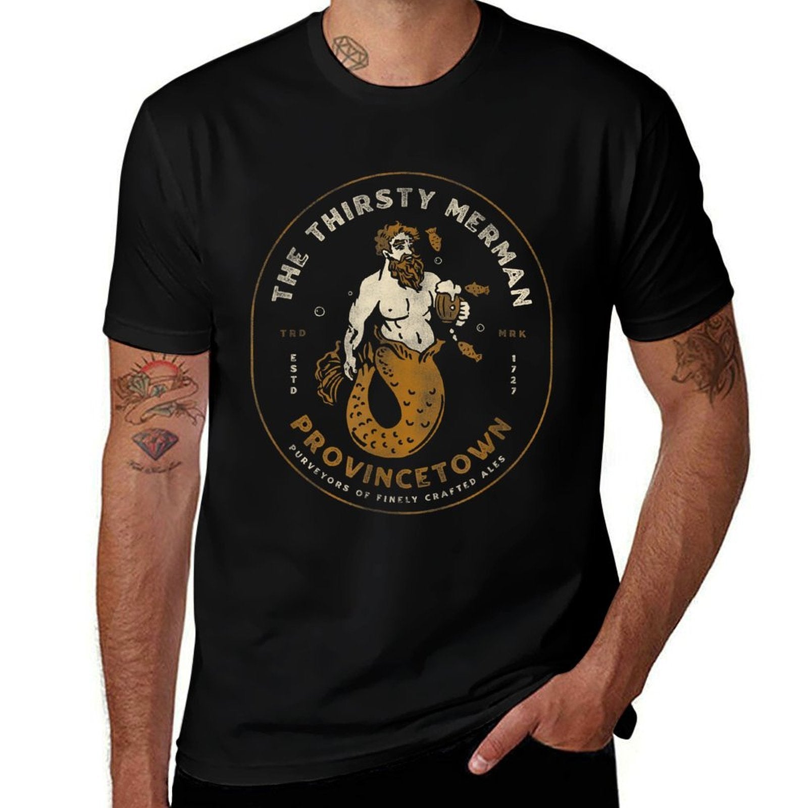 The Thirsty Merman Provincetown, Cape Cod Massachusetts  Oversized Silhouette T-Shirt
