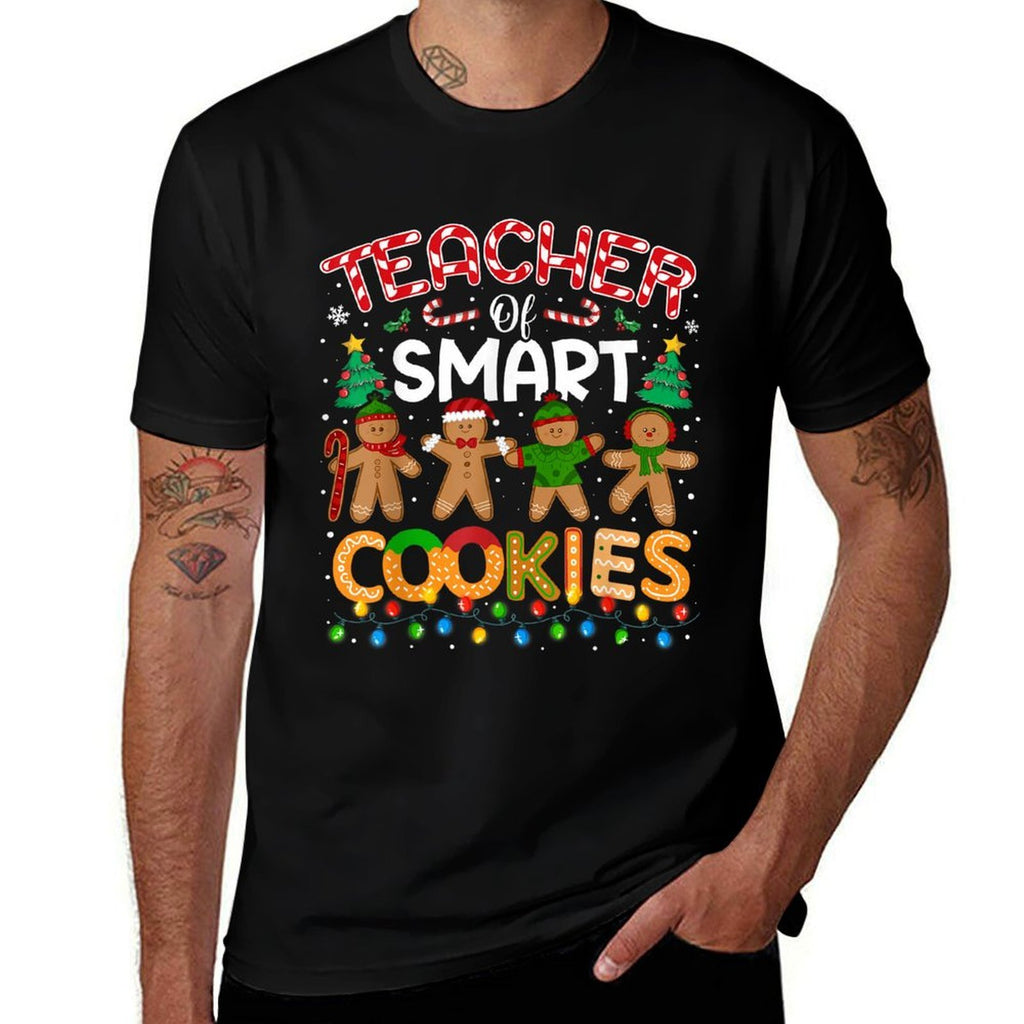 Christmas Teacher of Smart Cookies Funny Cute Gingerbread  Stretchy T-Shirt