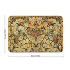 BIRDS ON ACANTHUS LEAVES ,ROSES ,VINE AND GRAPES IN ORANGE YELLOW, Art Nouveau Floral  Odorless Bath Mat