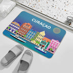 Curacao - Skyline Illustration by Loose Petals  Anti-Trip Bath Mat