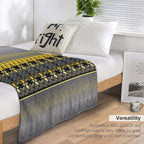 Thai Silk  Gray Black Gold Thai Silk Design  Gray Black Gold Geometric Pattern Machine-washable Throw Blanket