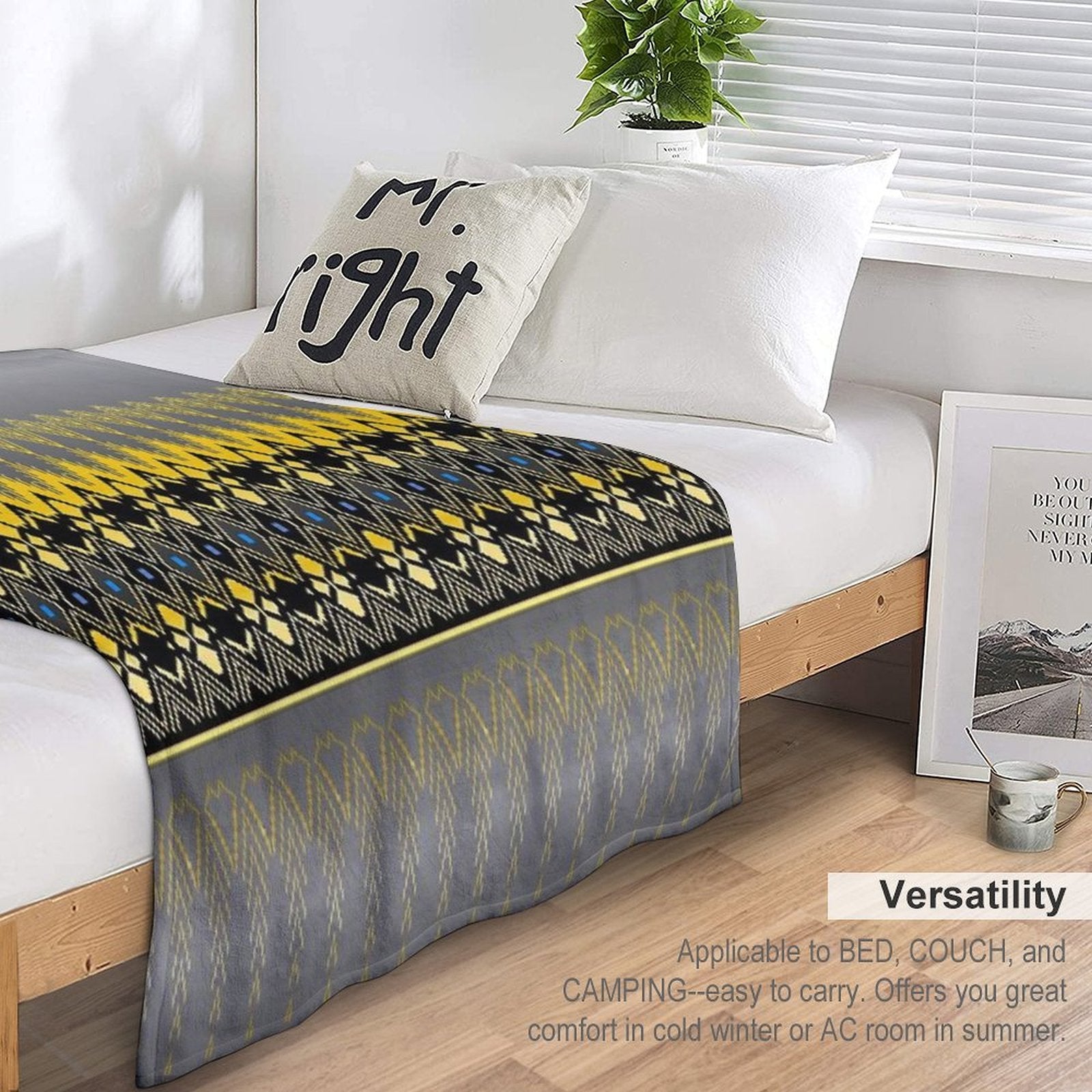 Thai Silk  Gray Black Gold Thai Silk Design  Gray Black Gold Geometric Pattern Machine-washable Throw Blanket