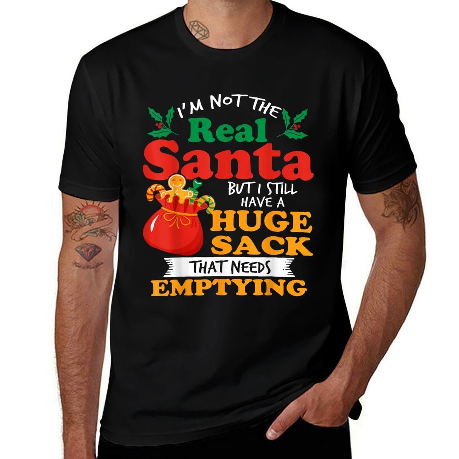 Inappropriate I Have A Big Package for You Men Dirty Santa  Rolled Sleeves T-Shirt