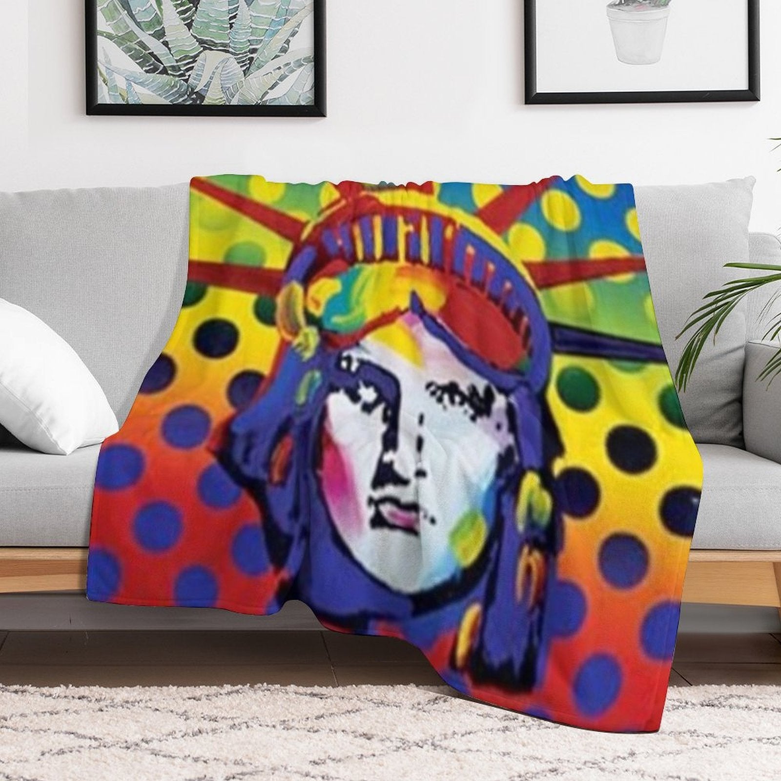 Peter Max Lady Liberty Sustainable Throw Blanket