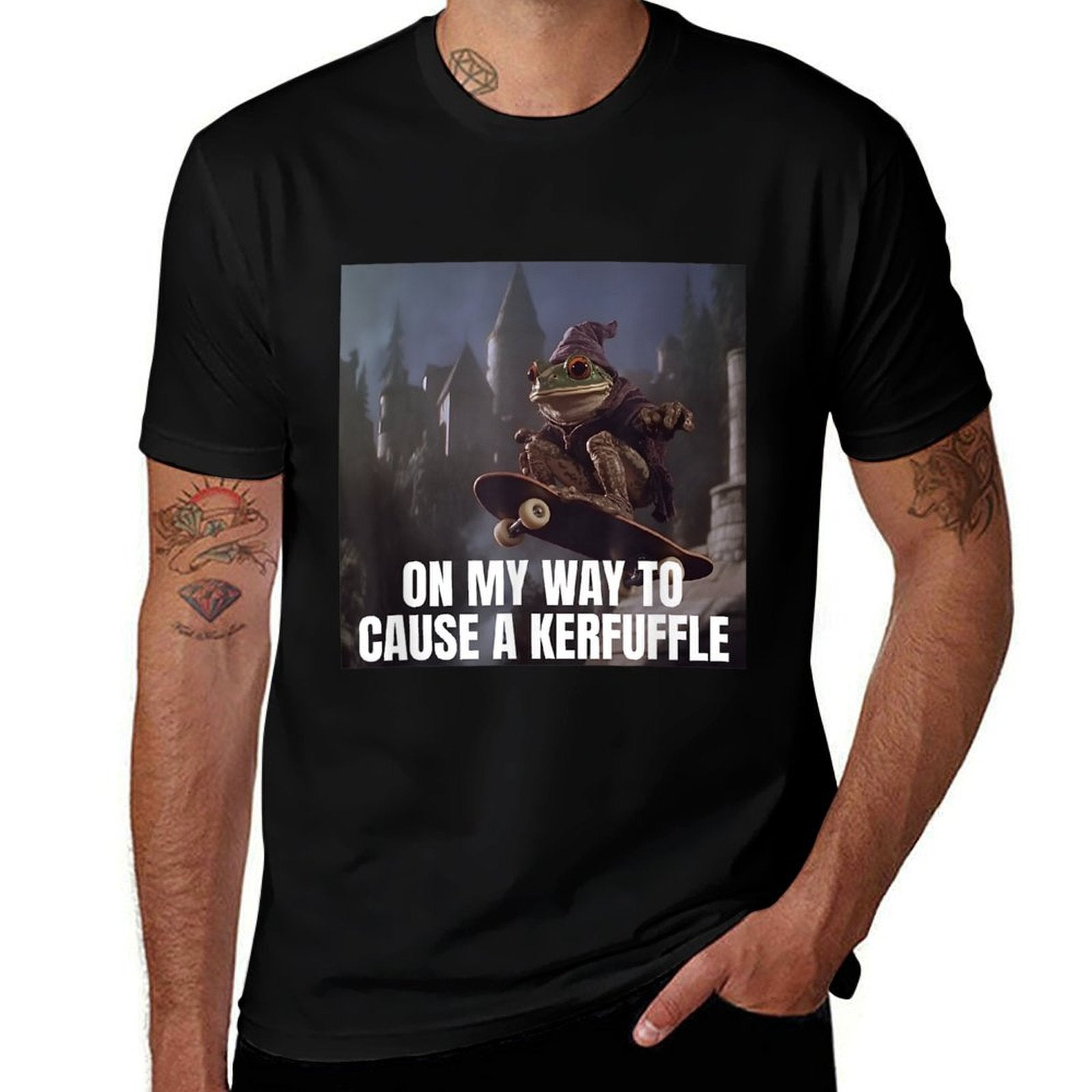 On My Way To Cause A Kerfuffle Frog Meme  Easy-care T-Shirt