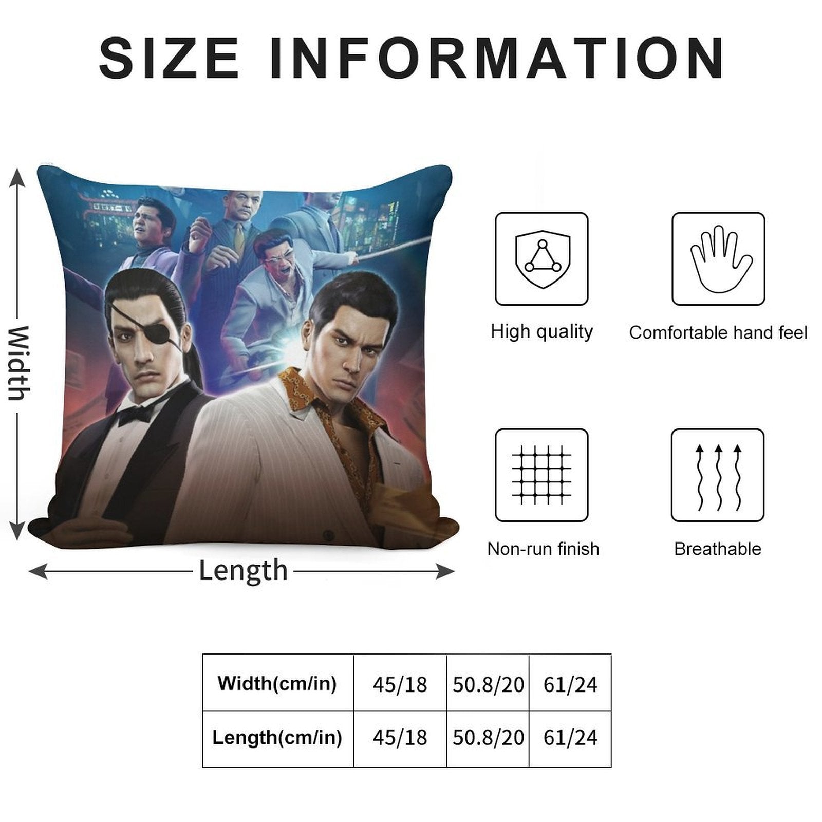 Yakuza 0 Poster Soft Short Plush Fabric Throw Pillow