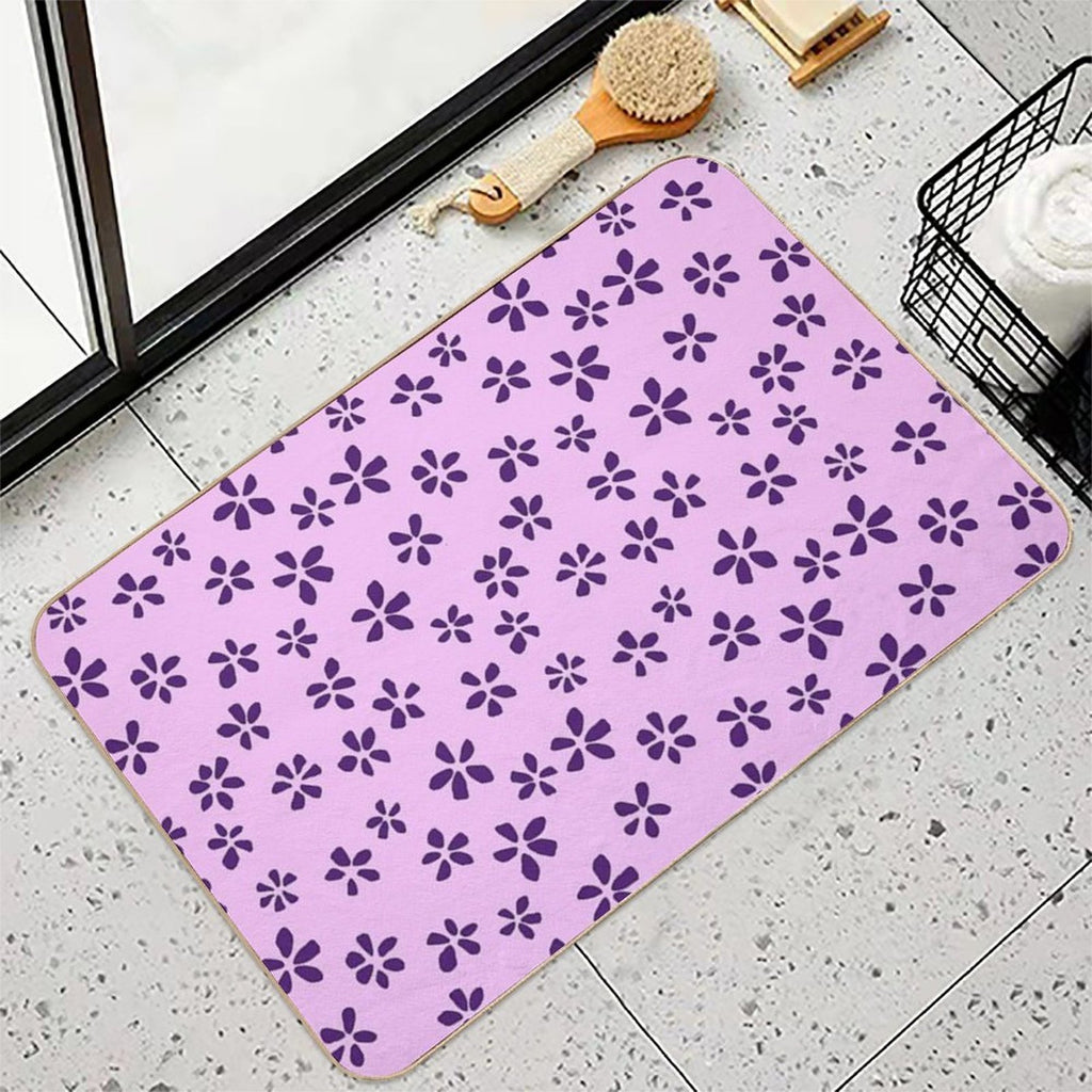 Blossom Scatter - Minimalist Floral Pattern  Dirt-Trapping Bath Mat