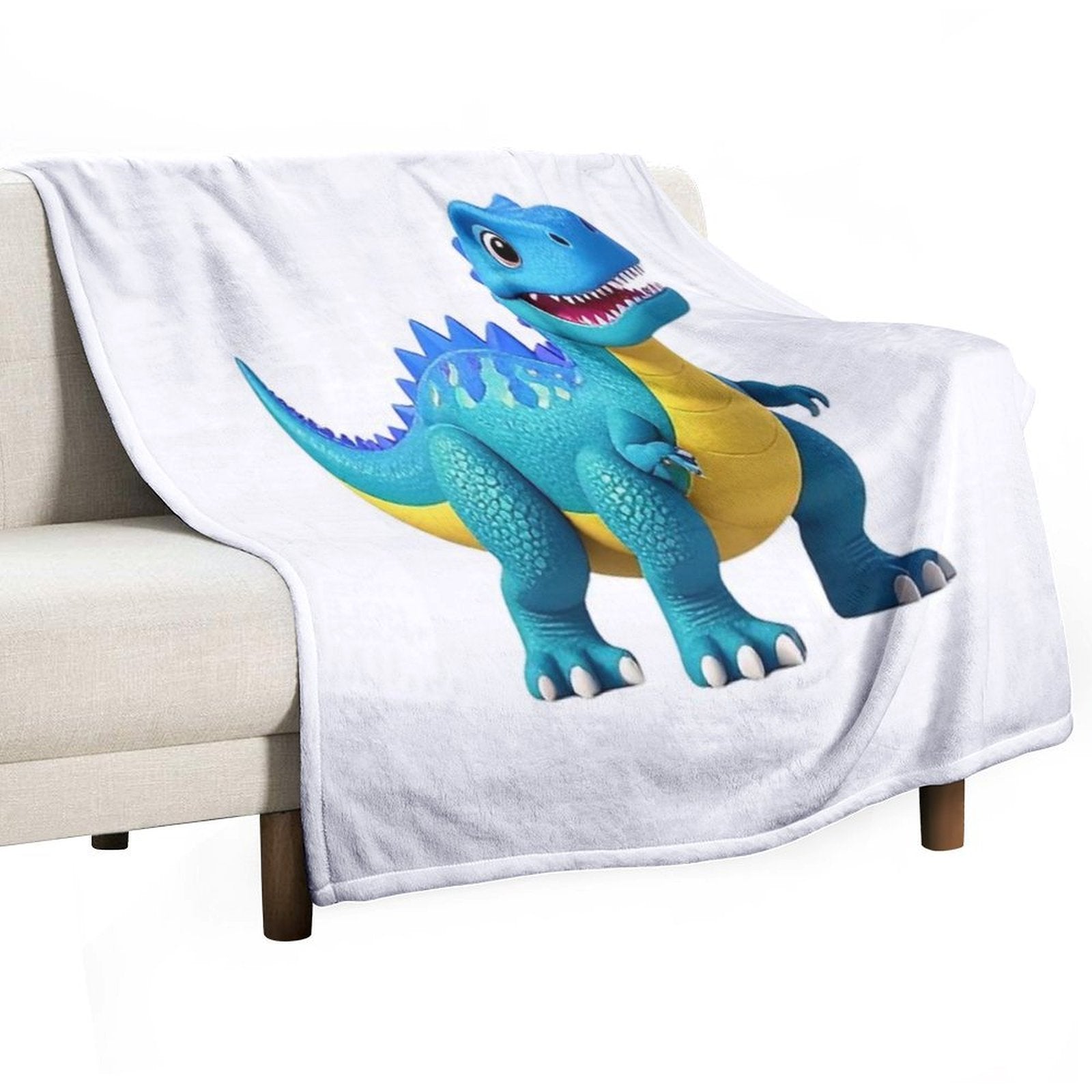 Smiling Dinosaur Cartoon Character Easy Care Throw Blanket