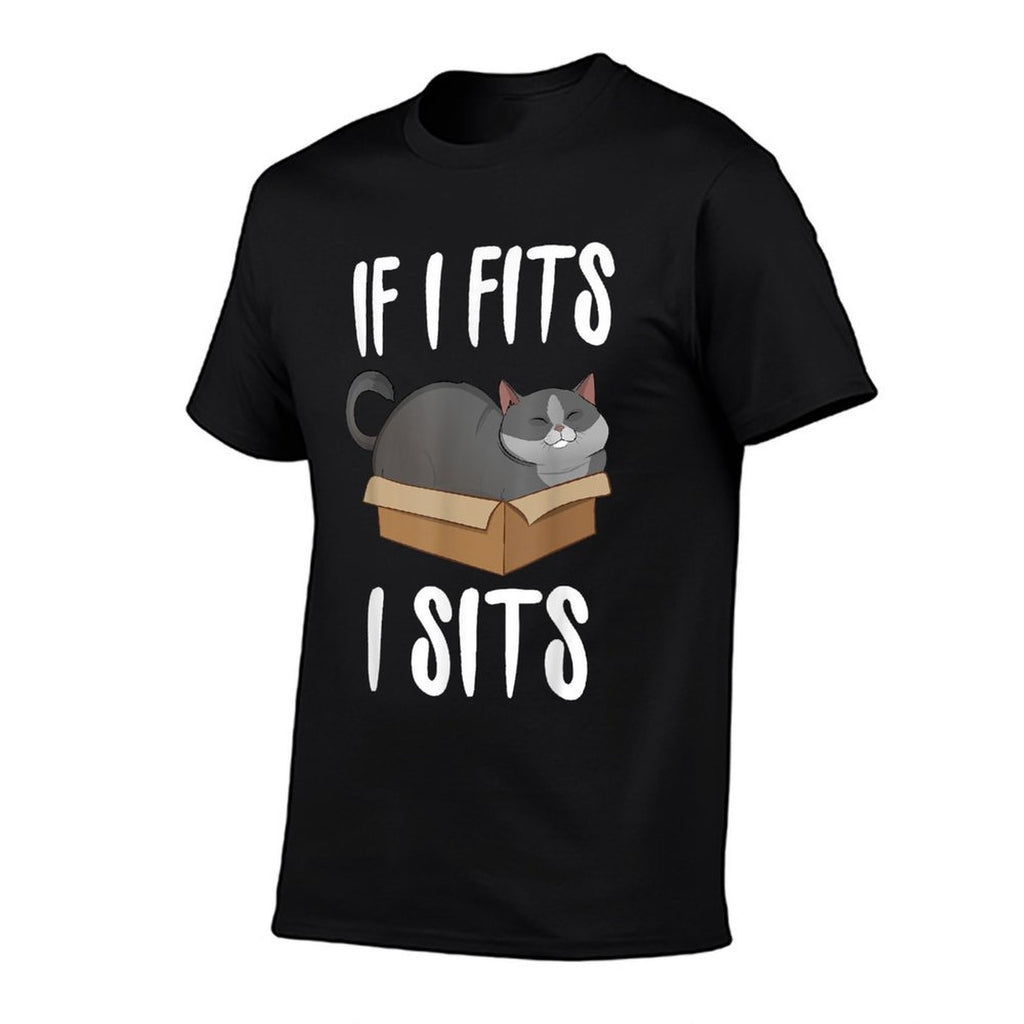 If I Fits I Sits Cat Meme Funny Cat In A Box T-shirt Men Women Girls Kids  Durable T-Shirt