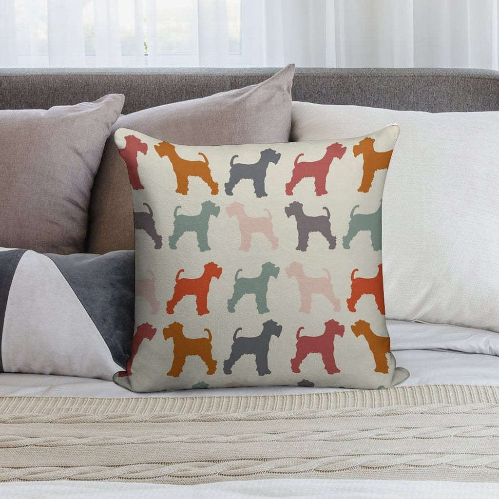 Vintage Miniature Schnauzer Dog Pattern Soft Warmth Comfort Throw Pillow
