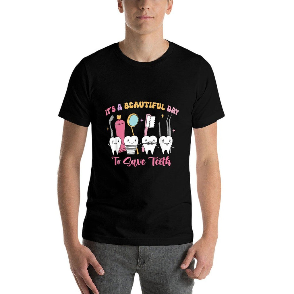 Its A Beautiful Day To Saveth Funny Dentists Retro  Oversized Silhouette T-Shirt