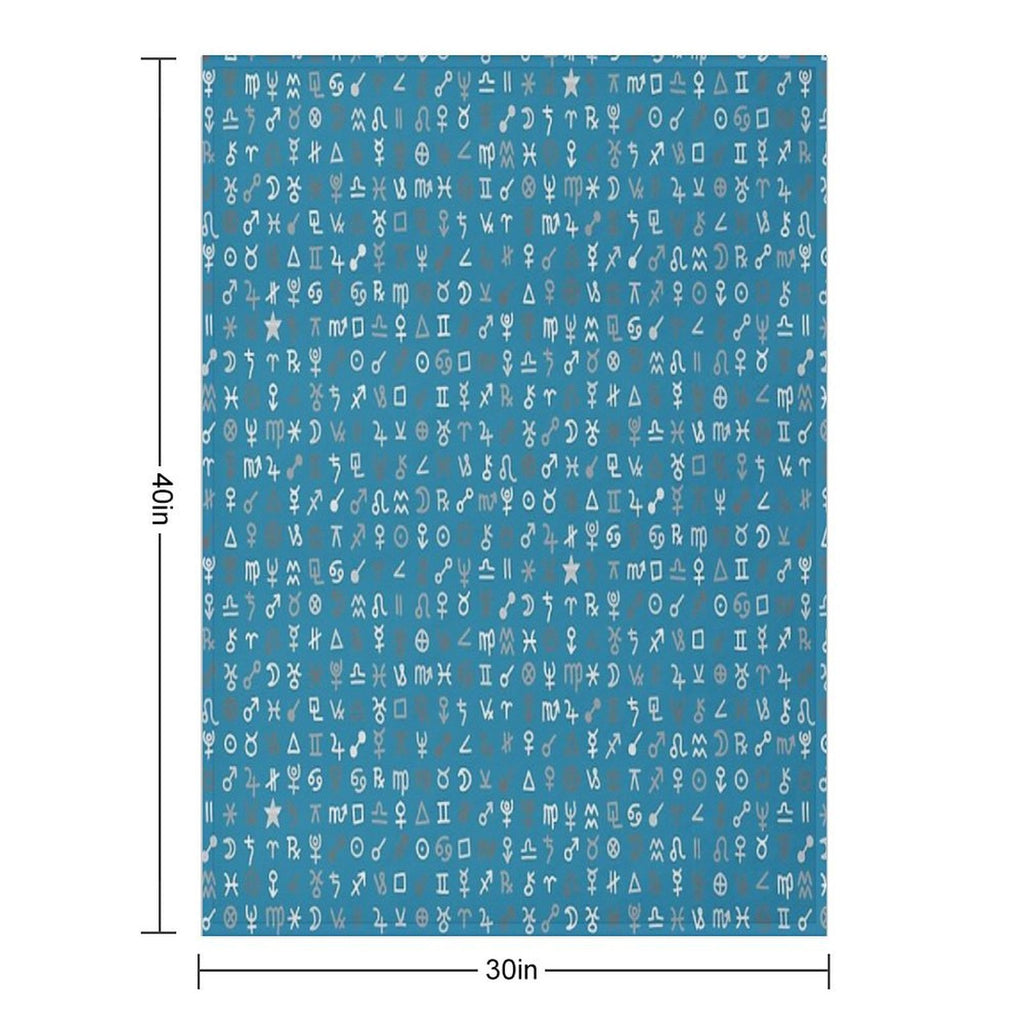 Astrology Symbols And Signs Blue Pattern Quick-dry Throw Blanket