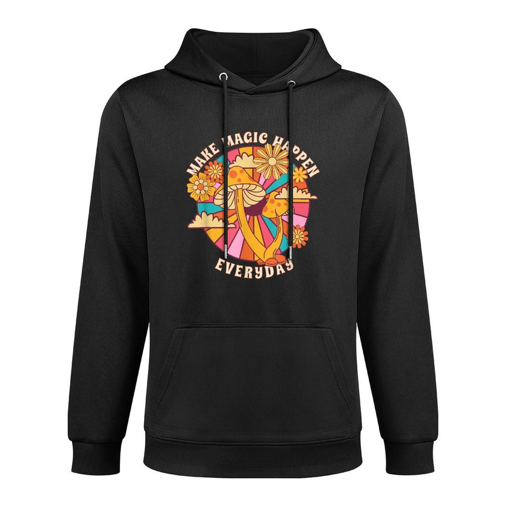 Retro Groovy Make Magic Happen Mushroom Hippie Botanical Unisex Design Hoodie