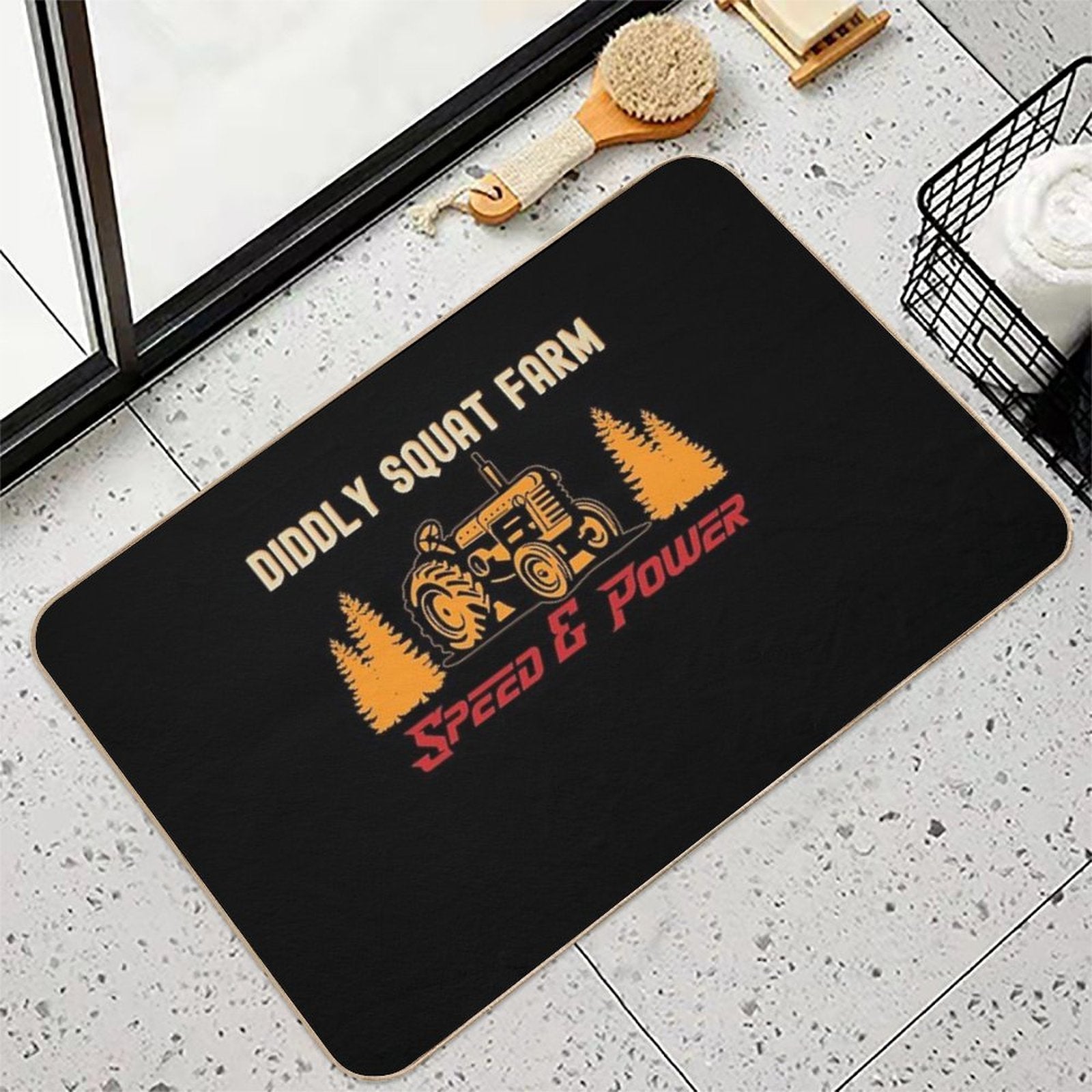 Diddly Squat Farm Speed And Power Tractor Lover ,Retro Vintage Tractor Farming  Rapid-Drying Bath Mat