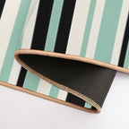 Vertical Retro Stripes in Mint Green, Black, And Cream  Easy To Clean Bath Mat