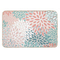 Flower Pattern, Teal, Blush,Coral, Peach  Easy Maintenance Bath Mat