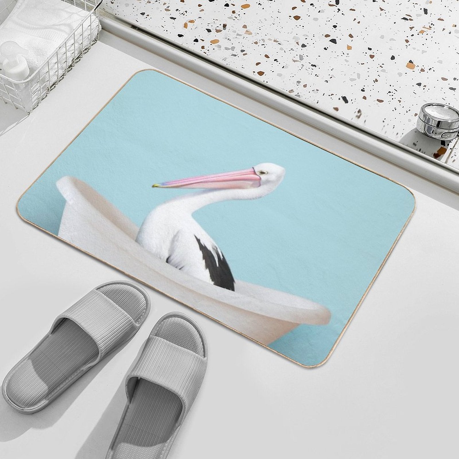 Playing Pelican in Bathtub  High-Traffic Bath Mat
