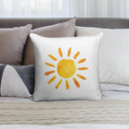 Brushed Watercolor Painted Sun Soft Washable Throw Pillow