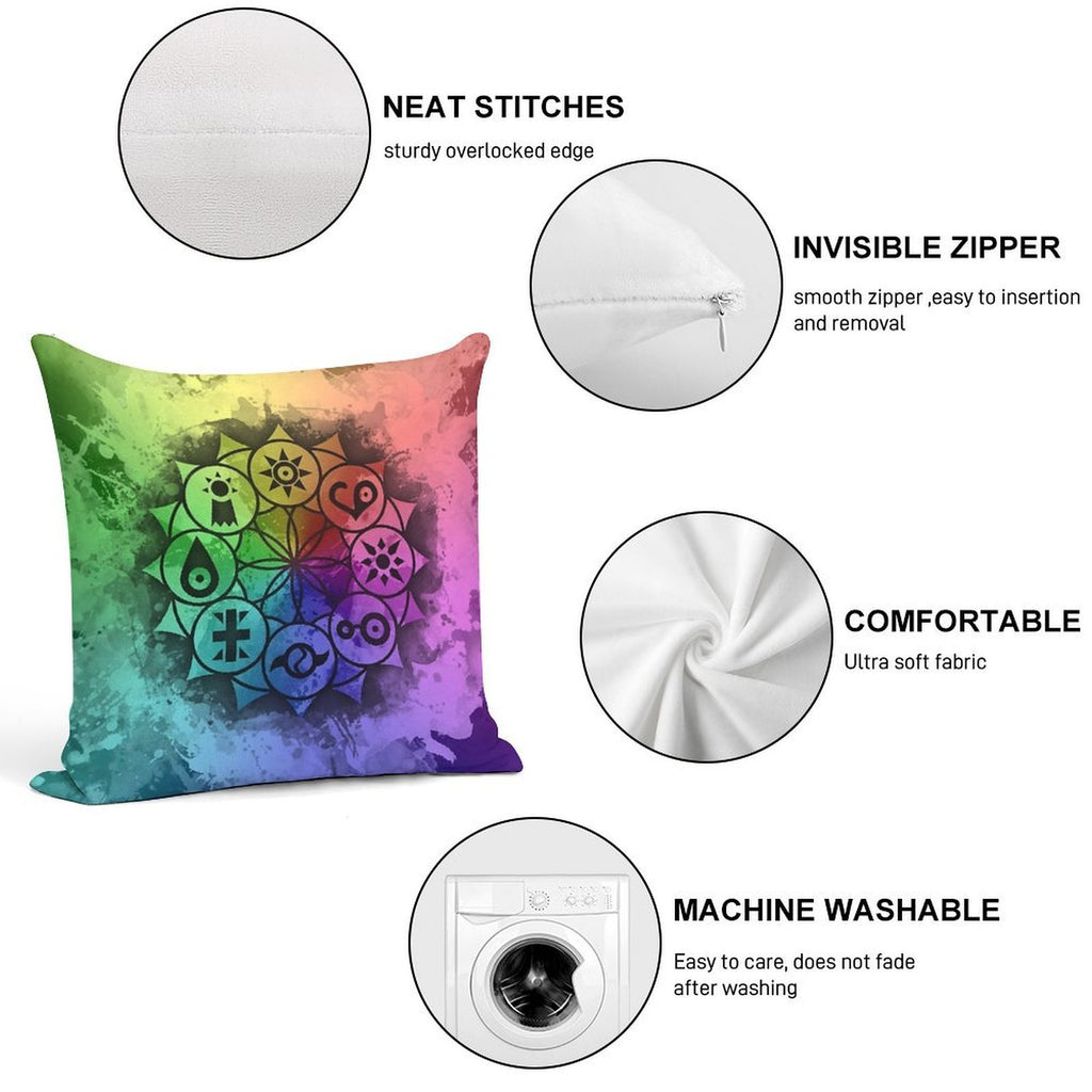 Digimon Mandala Paint Soft Decorative Cover Throw Pillow