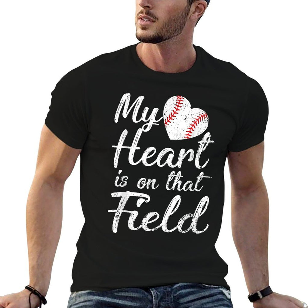 My Heart Is on That Field Baseball Softball Mom Gifts  Summer-ready Fabric T-Shirt