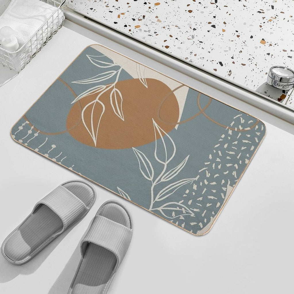Abstract - Neutral Meeting Point 2 in Sea Blue  Easy Maintenance Bath Mat
