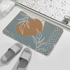 Abstract - Neutral Meeting Point 2 in Sea Blue  Easy Maintenance Bath Mat