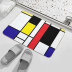 Mondrian Art, Minimalist, Red White Blue Yellow Black  Eco-Friendly Bath Mat