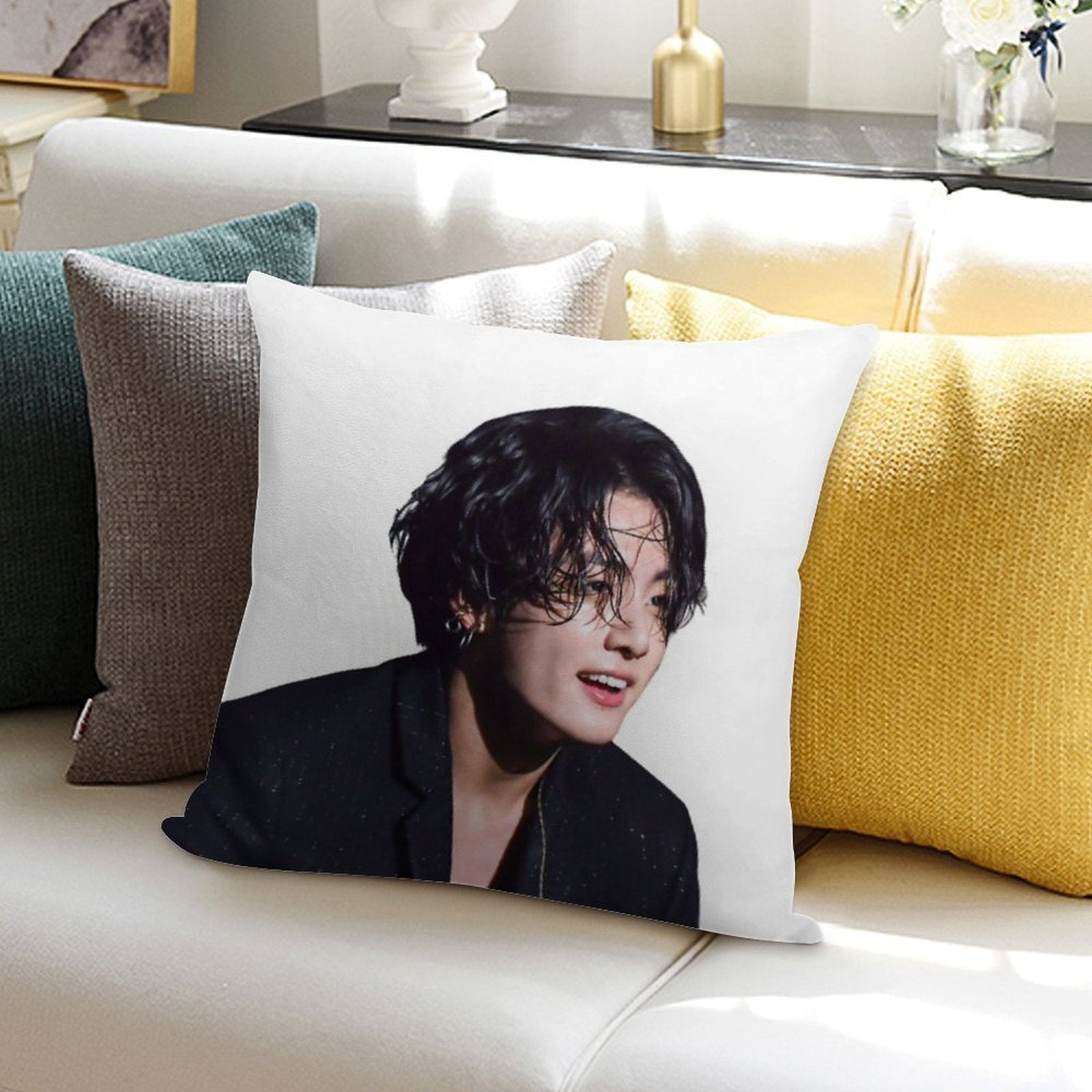Jungkook Long Hair Hot Soft Multiple Sizes Throw Pillow