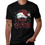 Mens Merry Christmas Buffalo Plaid Red Santa Hat Pop Claus  High-quality Stitching T-Shirt