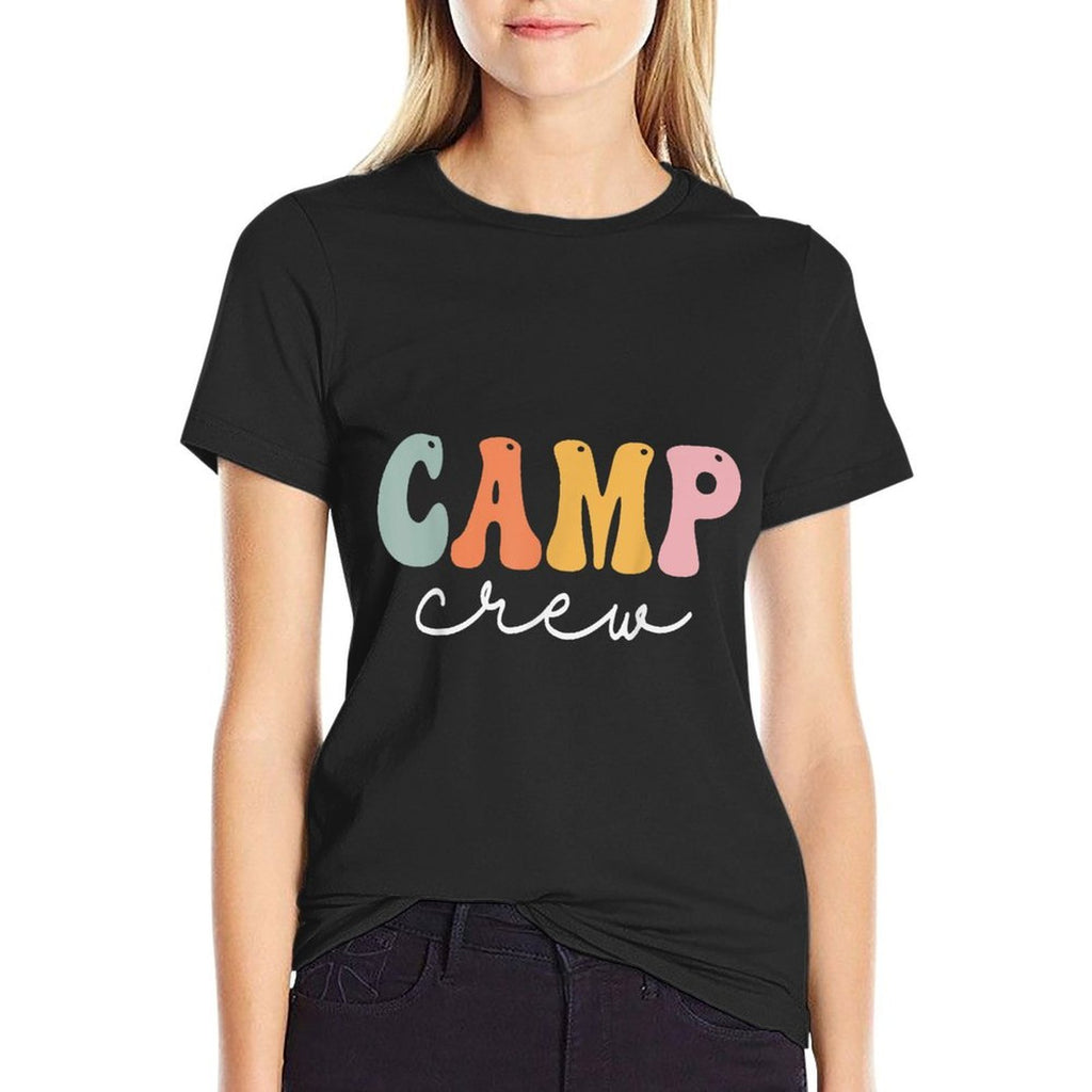 Camp Crew Retro Groovy Vintage Happy First Day Of School  Trendy Pattern T-Shirt