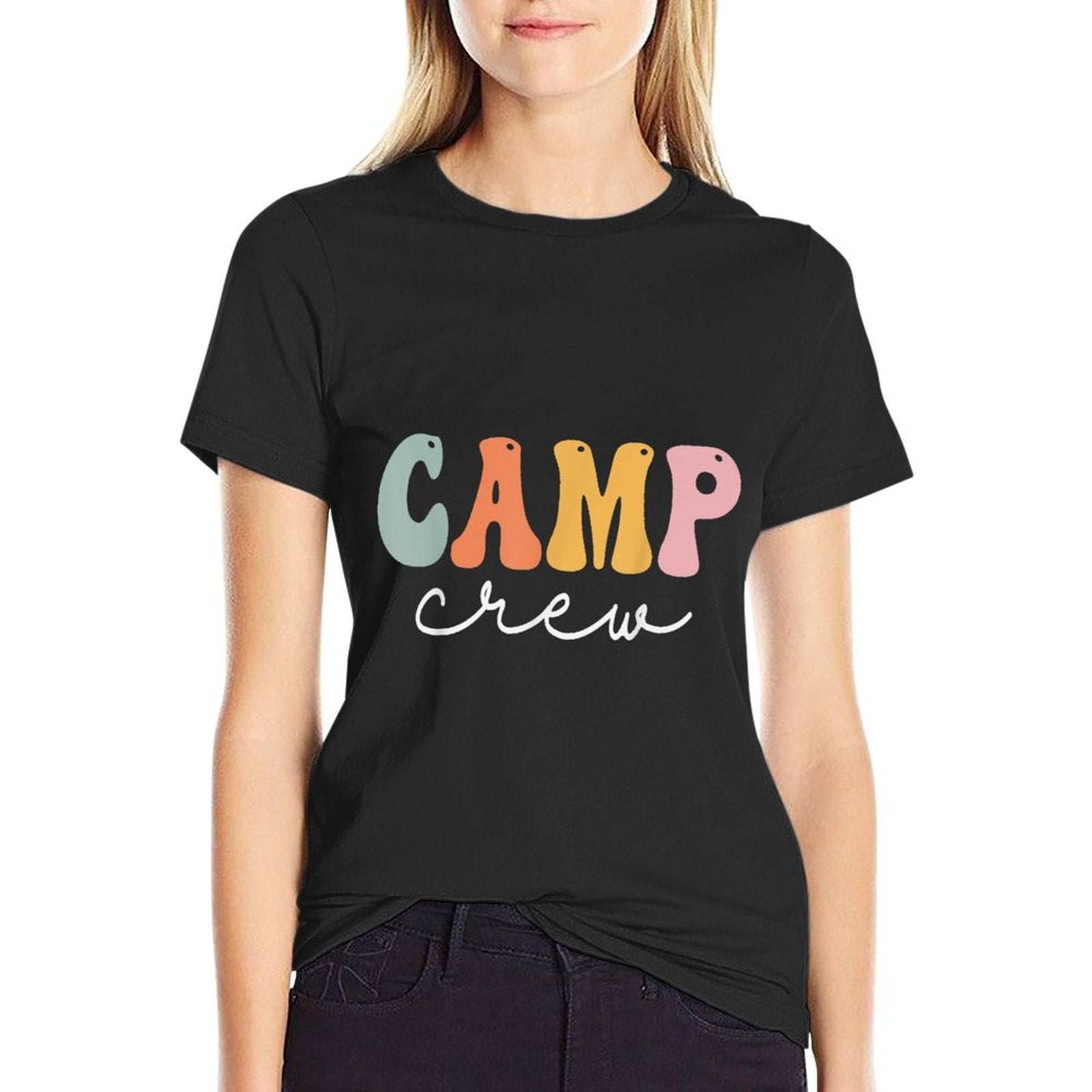 Camp Crew Retro Groovy Vintage Happy First Day Of School  Trendy Pattern T-Shirt
