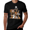 Funny Horror Movie Kitten Playing On Cat Tree  Moisture-wicking T-Shirt