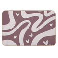 Retro Liquid Swirl & Hearts Abstract Pattern Mulberry Durable Bath Mat