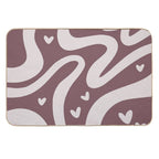 Retro Liquid Swirl & Hearts Abstract Pattern Mulberry Durable Bath Mat