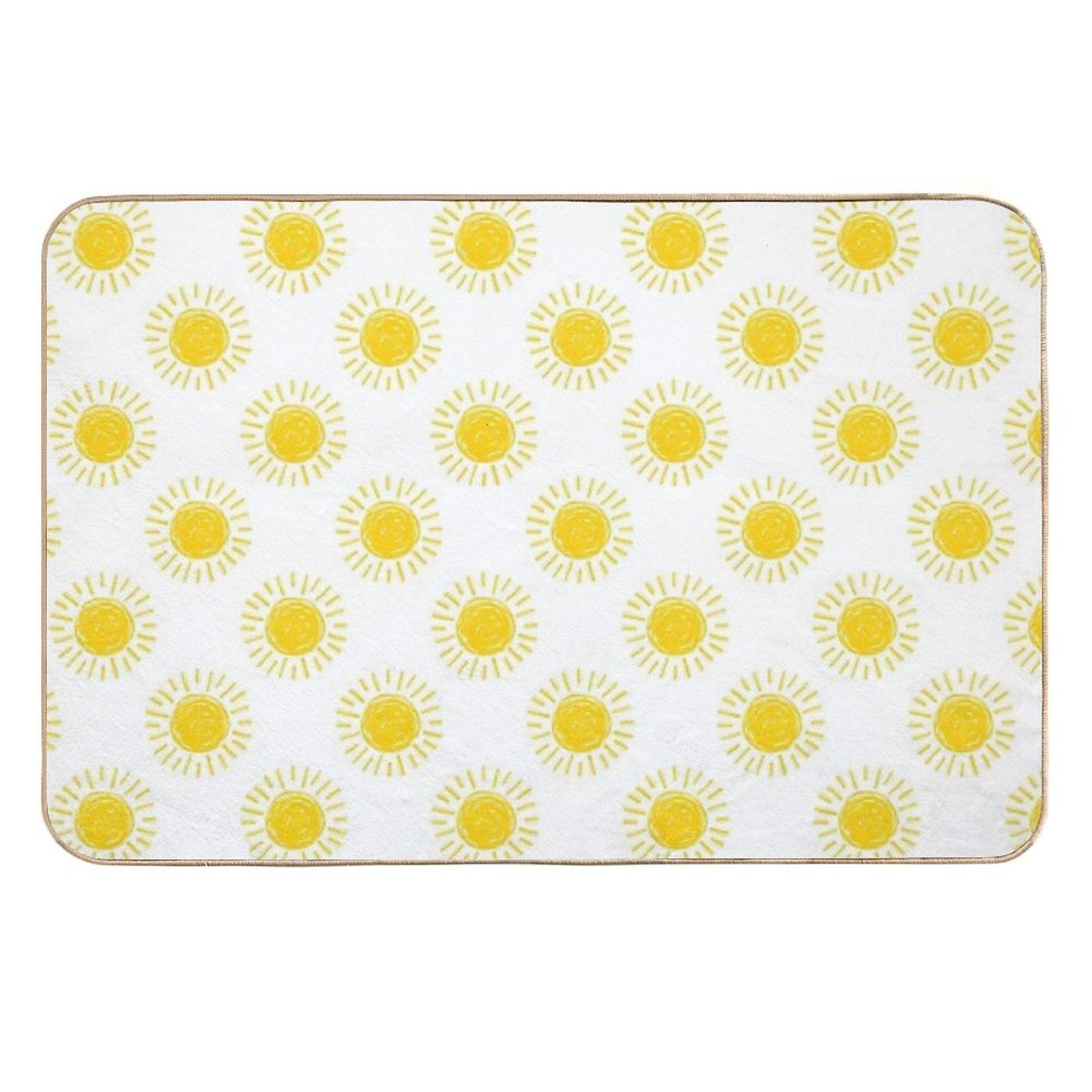 Hand Drawn Sun, Yellow Doodles Seamless Illustration Pattern  Versatile Bath Mat