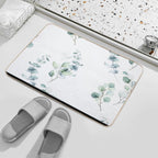 Floral Trailing Eucalyptus in Soft Greens Plants Leaves  Eco-Friendly Bath Mat
