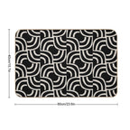 Modernist Abstract Arc Pattern 622 Black And Linen White  Odorless Bath Mat