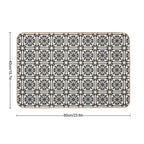 Nouveau Spanish Tile Pattern in Black And Almond Cream  Non-Slip Bath Mat